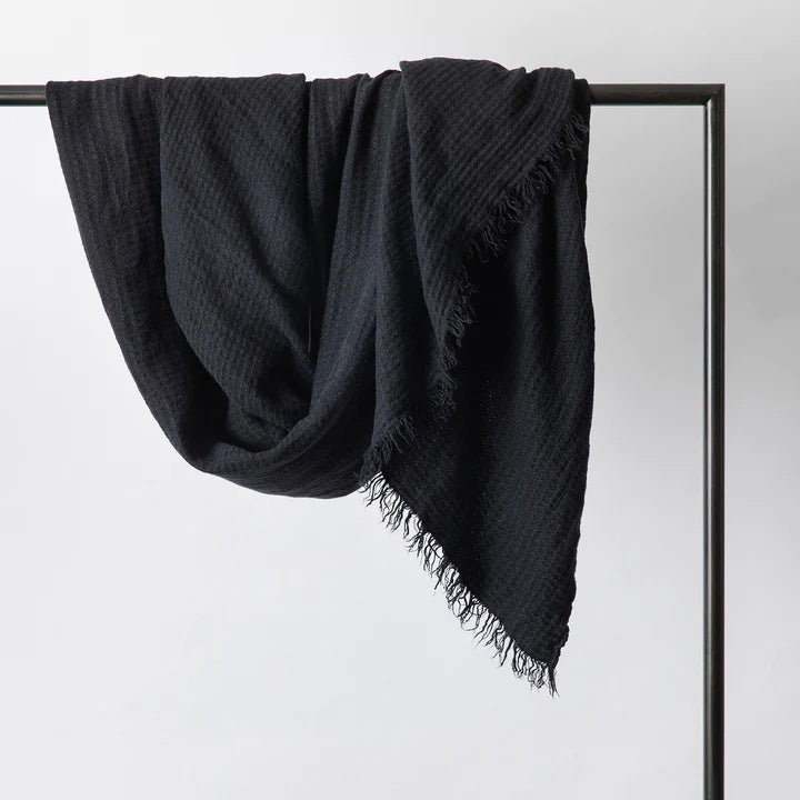 Estela Throw Waffle Linen | Black