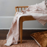Cultiver freya throw linen in blush, 100% pure linen - $200