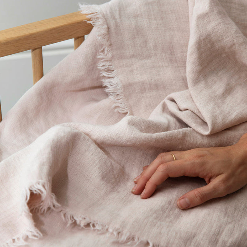 Cultiver freya throw linen in blush, 100% pure linen - $200