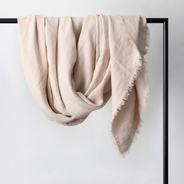 Cultiver freya throw linen in blush, 100% pure linen - $200