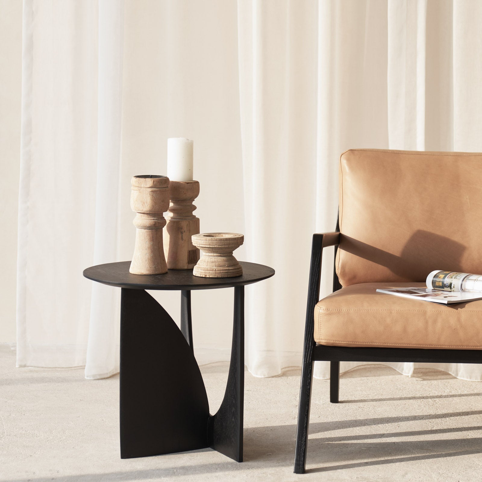 Geometric Side Table | Oak - Black – Originals Furniture