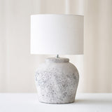 Etna Table Lamp, grey splattered finish. Unique and versatile piece that provides a touch of drama in any home. Available at $380.