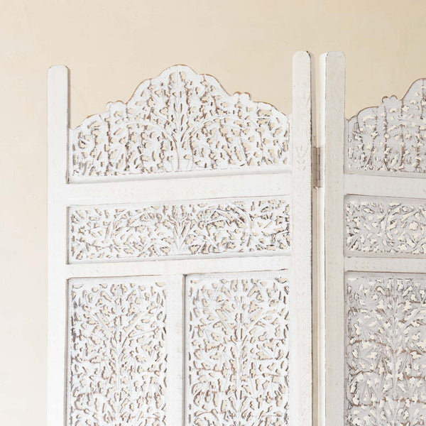 Floral Room Divider | 3 Panels - White