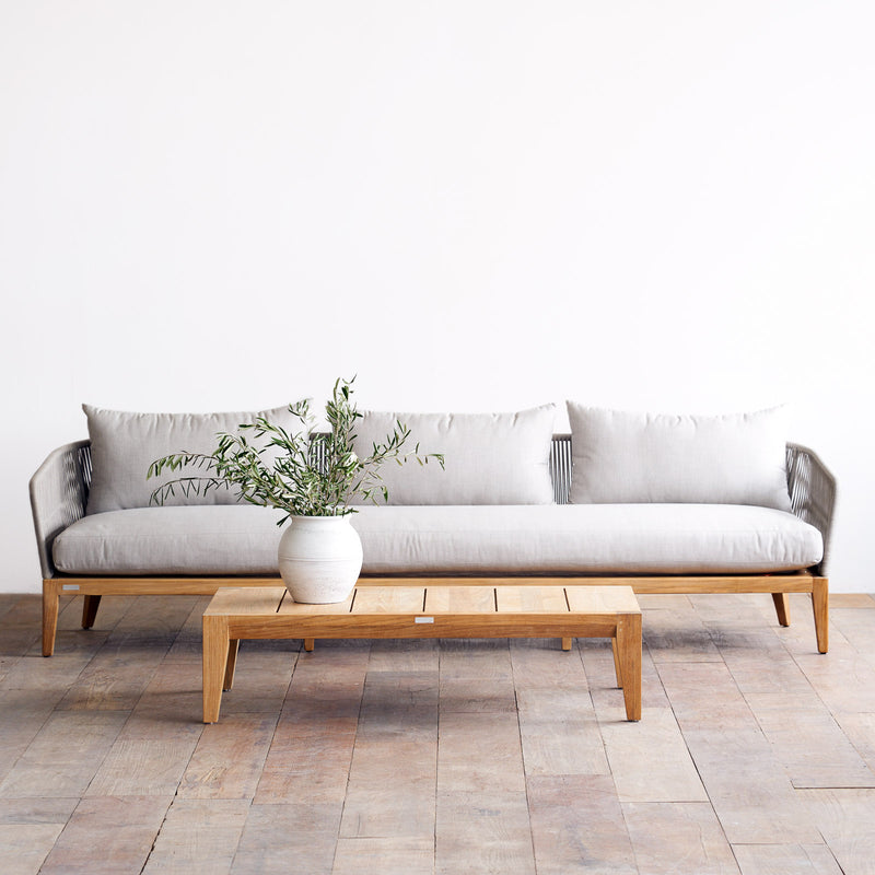 Avalon Outdoor Sofa 3 Seater Teak Frame Silver Grey 252cm