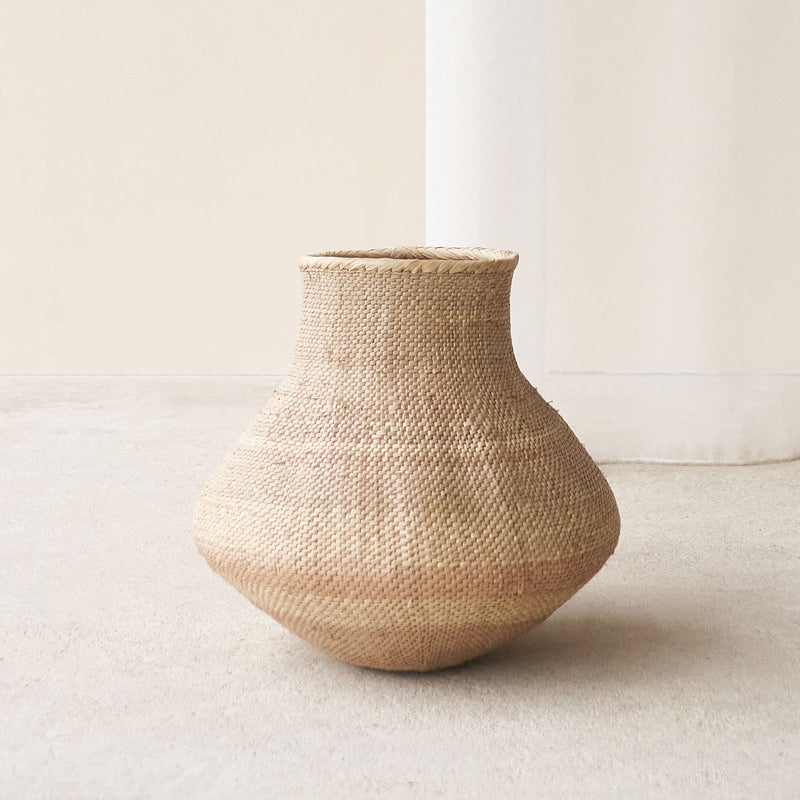 Bulawayo Basket, Unique home accessory from Africa. Hand-woven into organic statement shapes. Variations exist in weaves, colours, and shapes. From $150