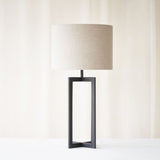 Mace Table Lamp, black and contemporary shaped. Minimalistic and stylish piece. It is a versatile piece that provides a touch of luxury in any home. Available at $280.