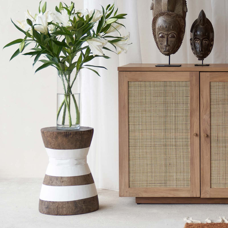 Makonde Mortar Stool, repaired and rebuilt after being used to pound grain and maize. The stools are made by some of Africa's best carvers. Available in different colours, at $640