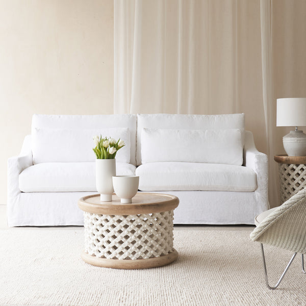 Hampton Fabric Sofa | 3 Seater - Snow (232cm)