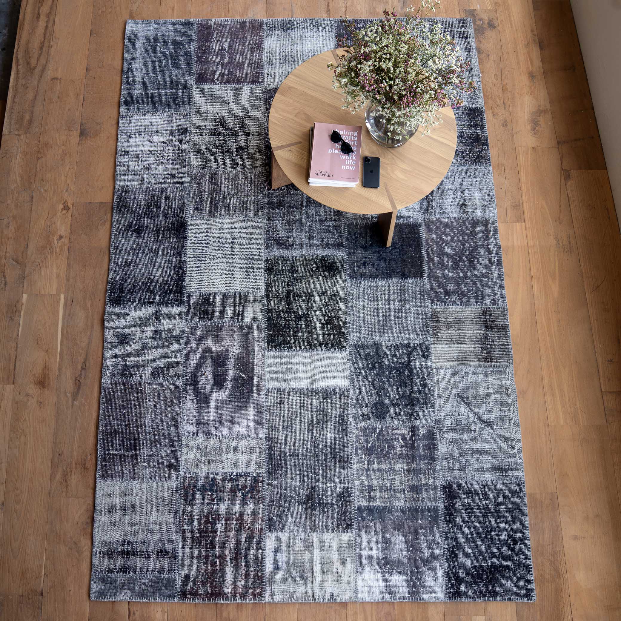 Patchwork Rug | Charcoal-Grey W303 x L200cm – Originals Furniture