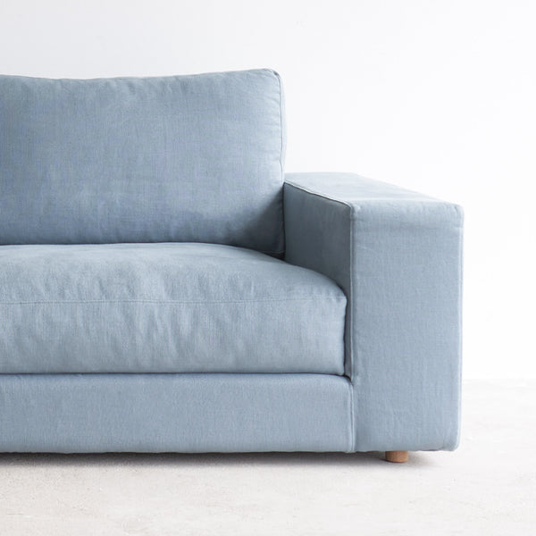 Sketch Hansen 3 Seater Fabric Sofa Modern and Minimalist in Dover Blue from Originals Furniture Singapore