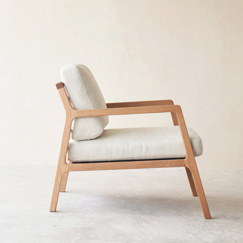 Nysse Fabric Armchair | Oak Frame - Gesso (76cm)