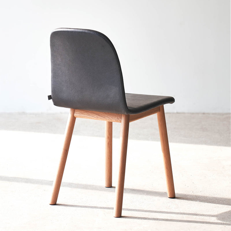 Com Leather Dining Chair | Oak Frame - Coal
