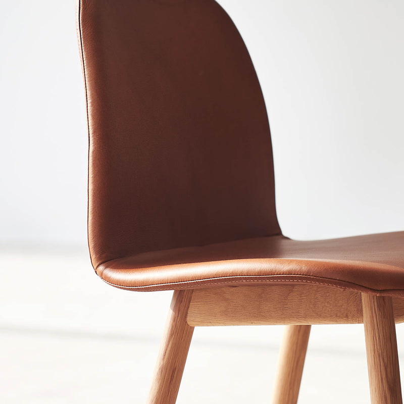 Com Leather Dining Chair | Oak Frame - Saddle