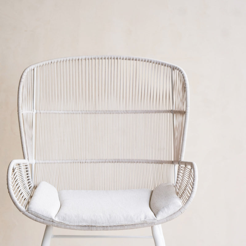 Rose Outdoor Dining Chair in White Chalk with White Cushion from Originals Furniture Singapore