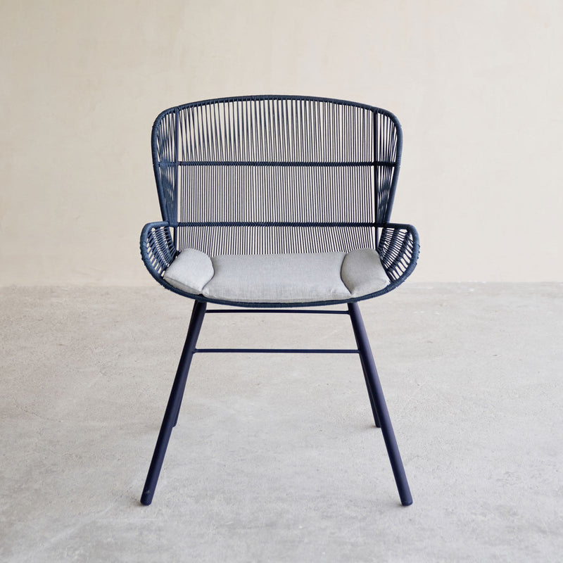Rose Outdoor Dining Chair in Indigo Dark Blue with Grey Cushion from Originals Furniture Singapore