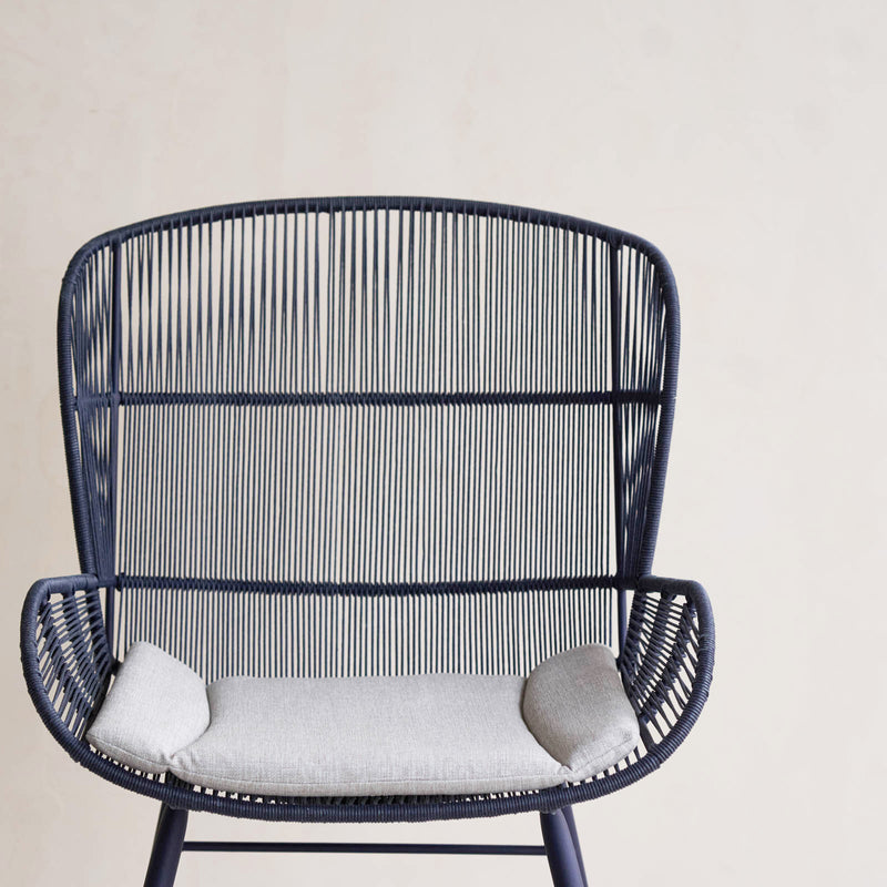 Rose Outdoor Dining Chair in Indigo Dark Blue with Grey Cushion from Originals Furniture Singapore