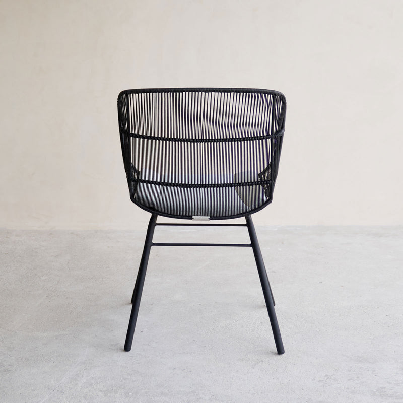 Rose Outdoor Dining Chair in Lava Black with Grey Cushion from Originals Furniture Singapore